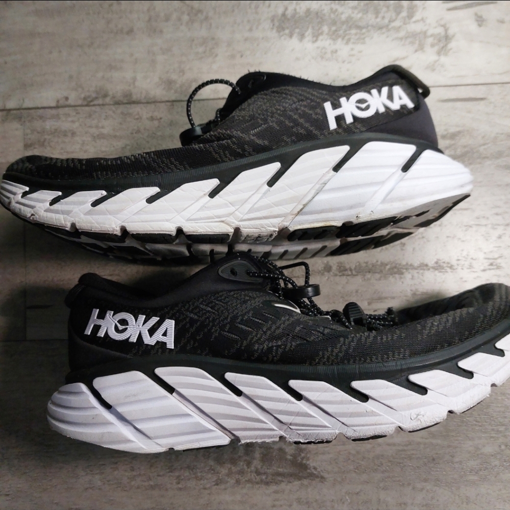 Hoka Men's Black and White Athletic Running Shoes